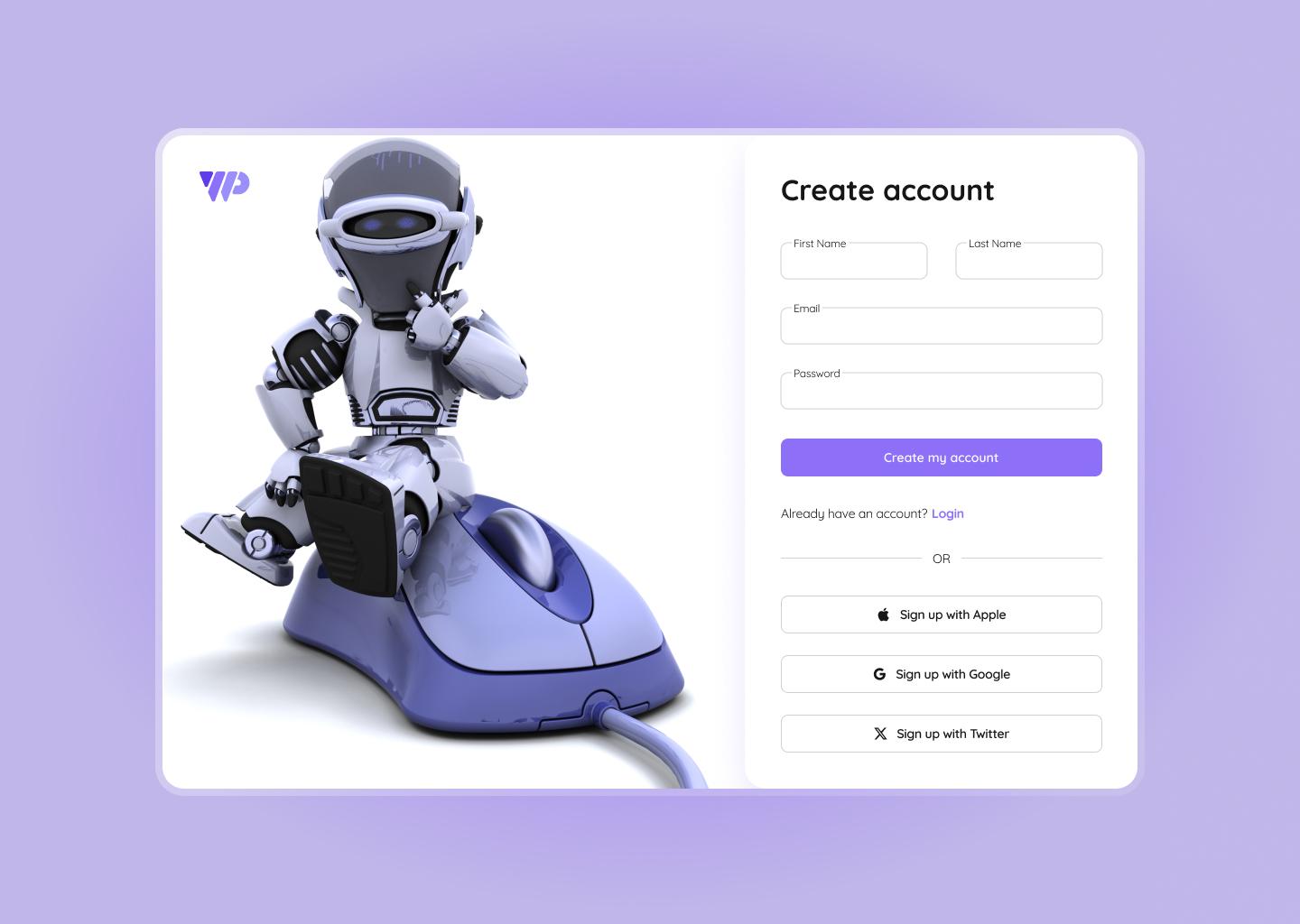 Bootstrap Create Account