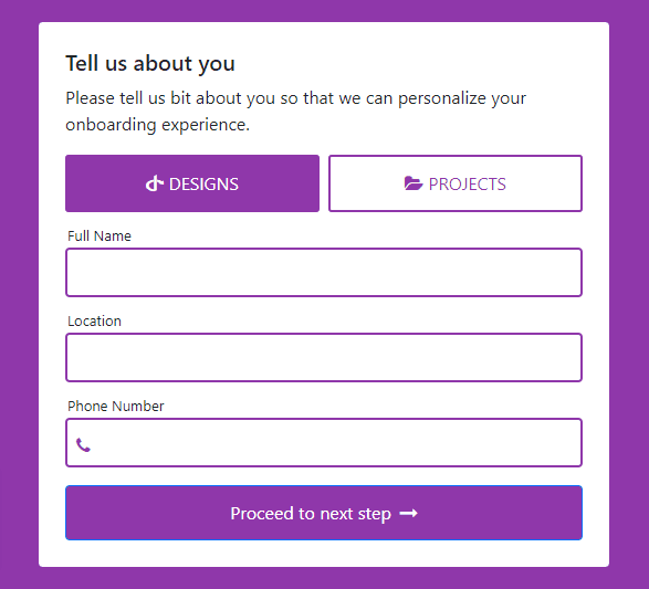 contact form with radio buttons