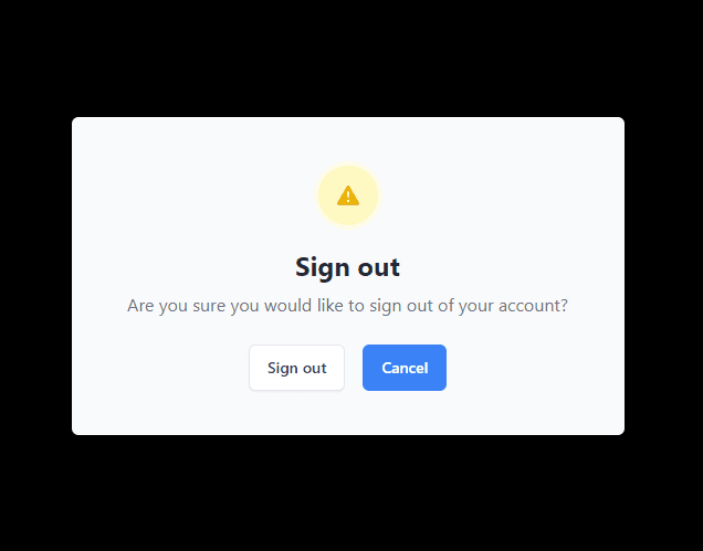 signout alert modal