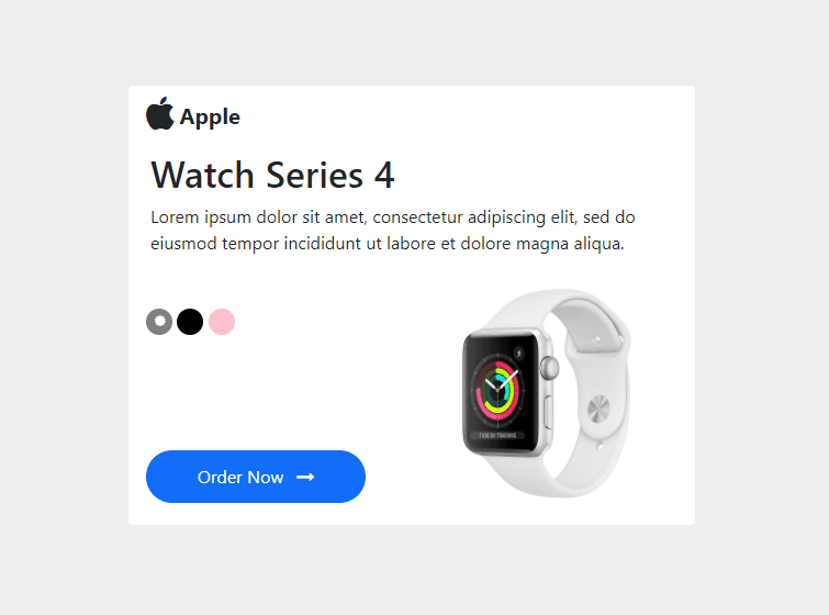 ecommerce product page with radio buttons and transition effect