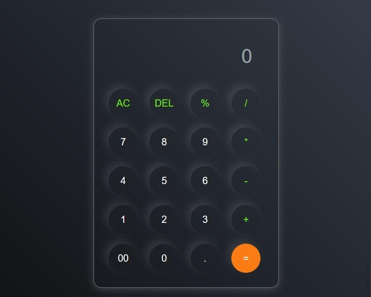 Calculator using HTML , CSS , JavaScript