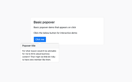 Basic popover on bottom on click