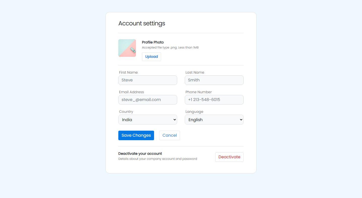 Bootstrap 5 edit profile form with floating inputs Example