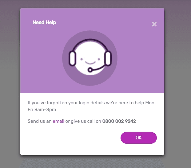 need help information modal