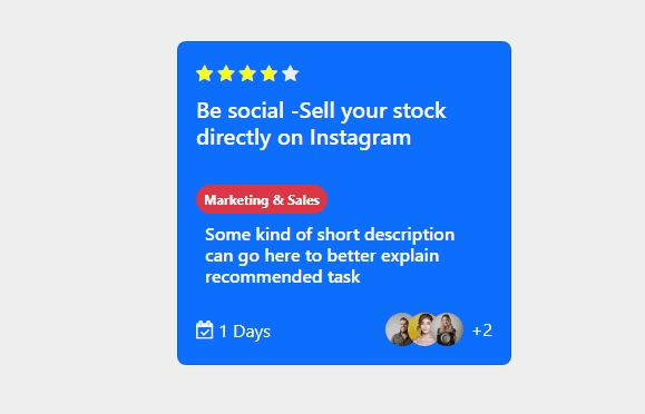 social card with ratings and user info
