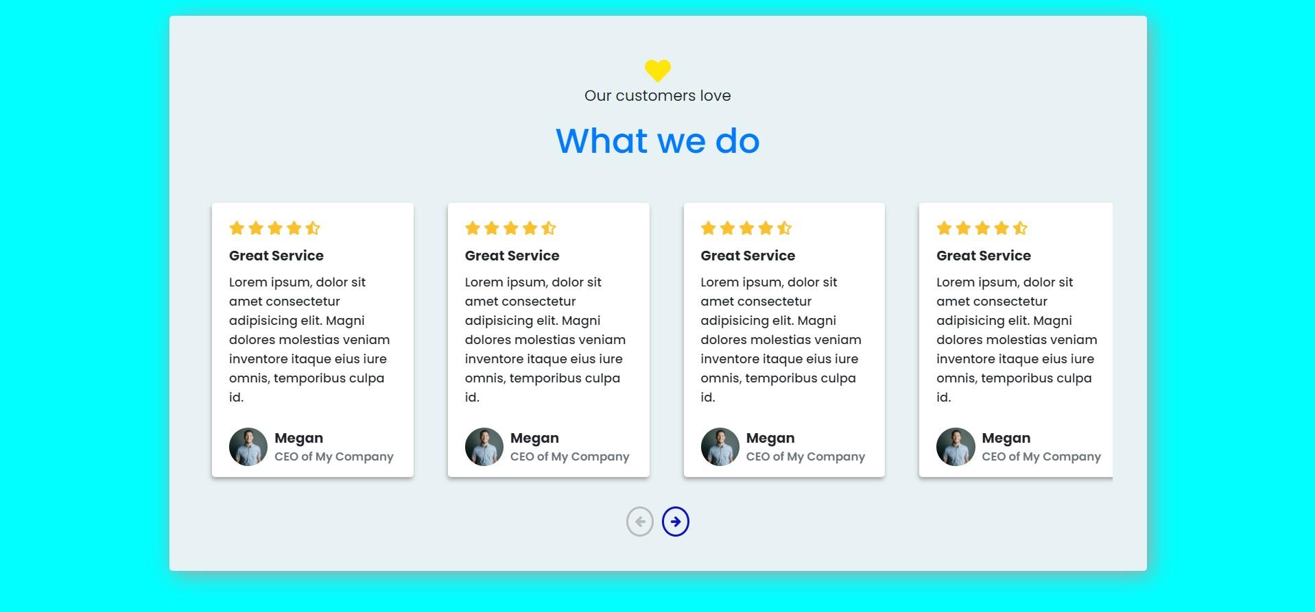 Owl carousel for user testimonials