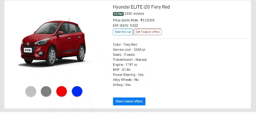 car page template with different colors and models