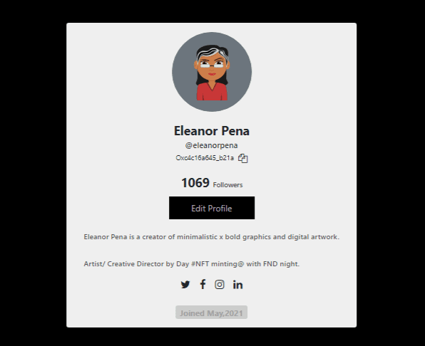 Profile card with animation
