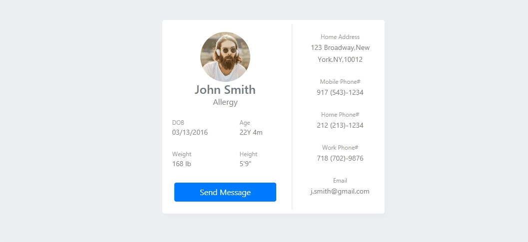 Student information card
