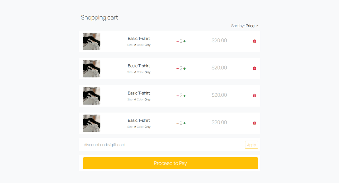 Tailwind css shopping cart template Example