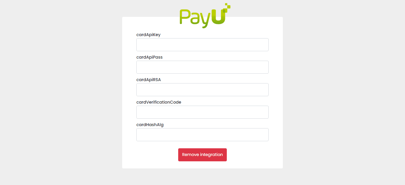 api key integration form