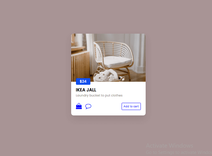 product card template with hover effect and animation