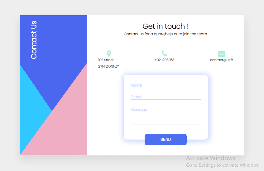 contact us form with floating social icons