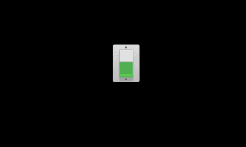 Animated on off switch with green and red light
