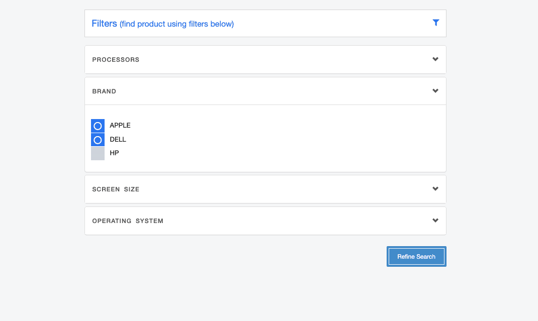 refine product filter sidebar with collapse accordion with custom checkbox