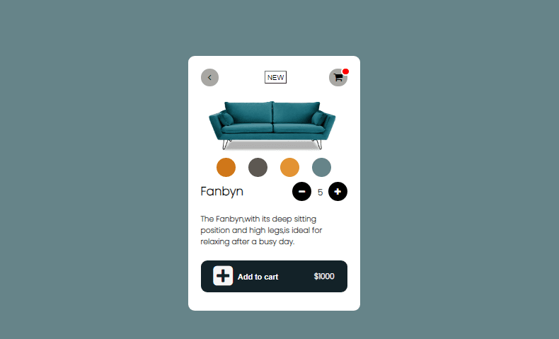 e-commerce card with plus & minus price button
