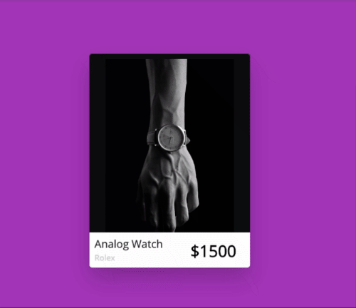 Ecommerce single product card open detail on hover