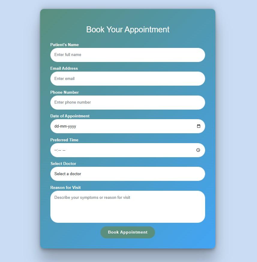 Appointment form with Creative background