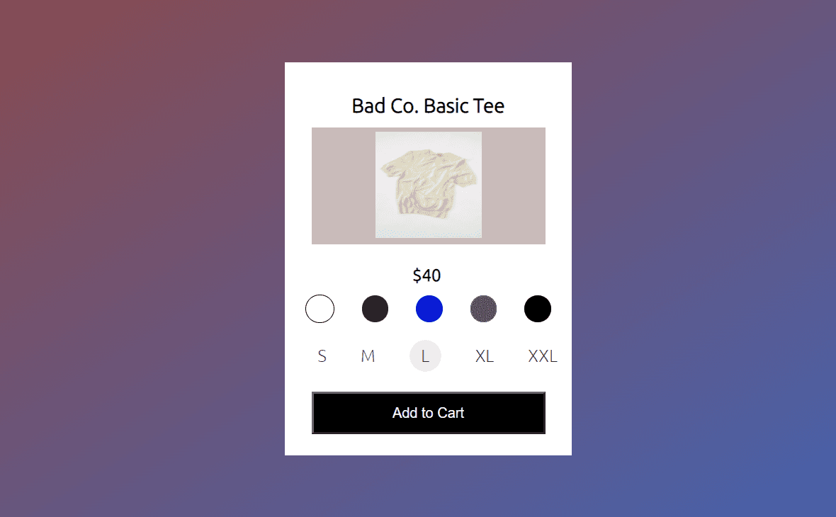 product card template including hover