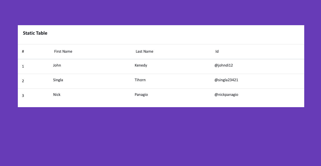 static responsive table with fixed header