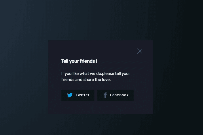 share content on social media modal