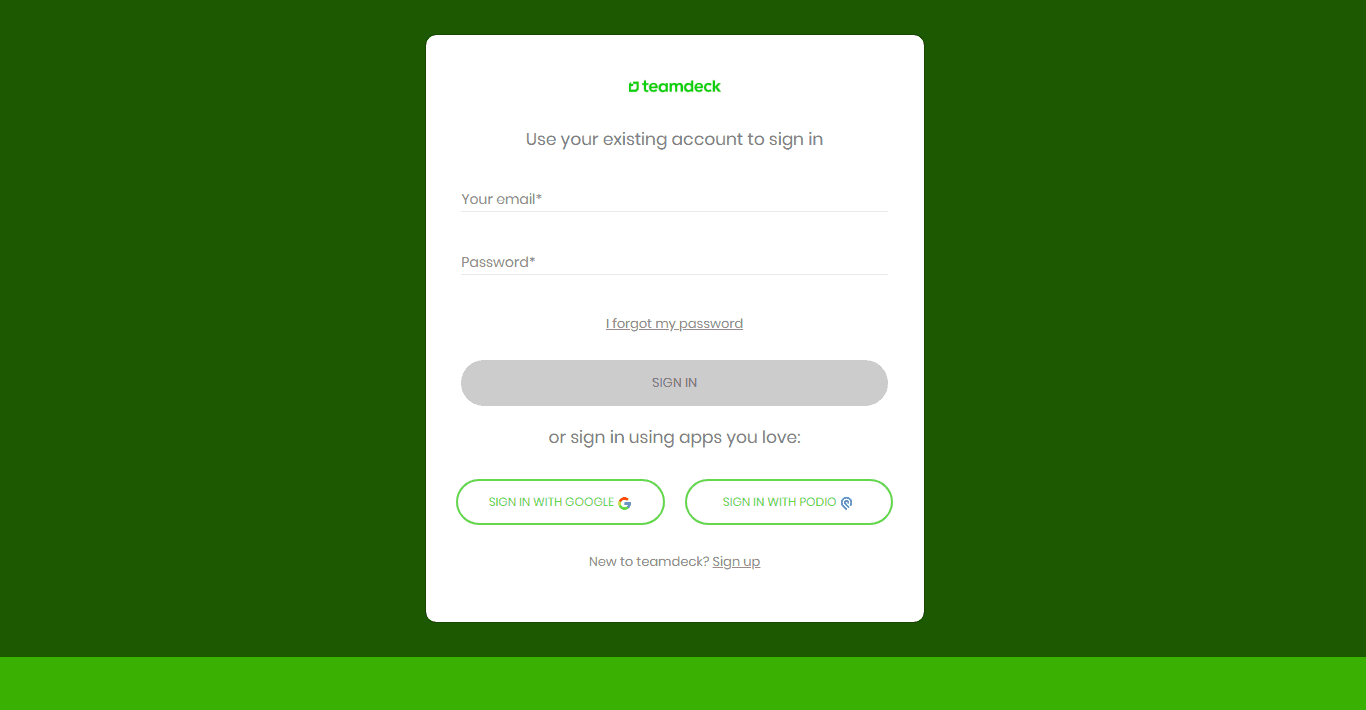 modal login form with social logins