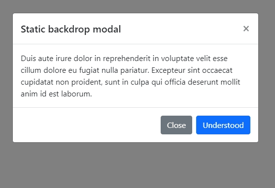 Static backdrop modal