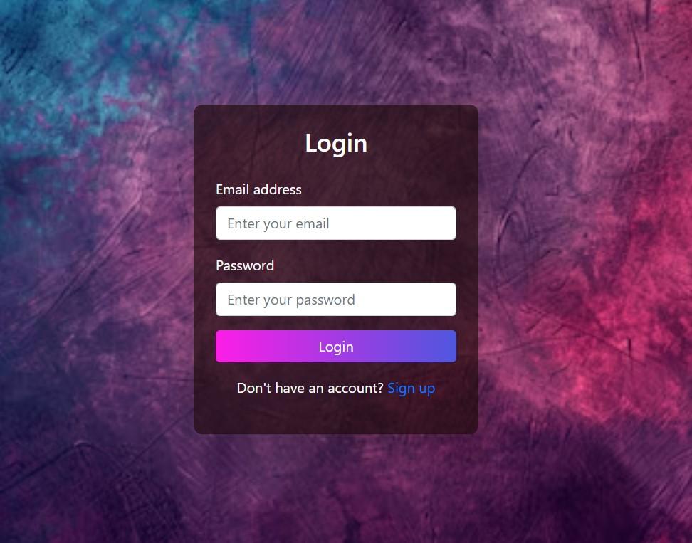 login page with backgroun