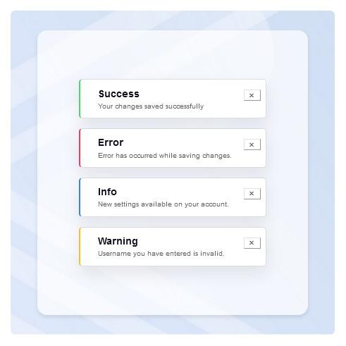 Pure CSS toast notification with close button Example