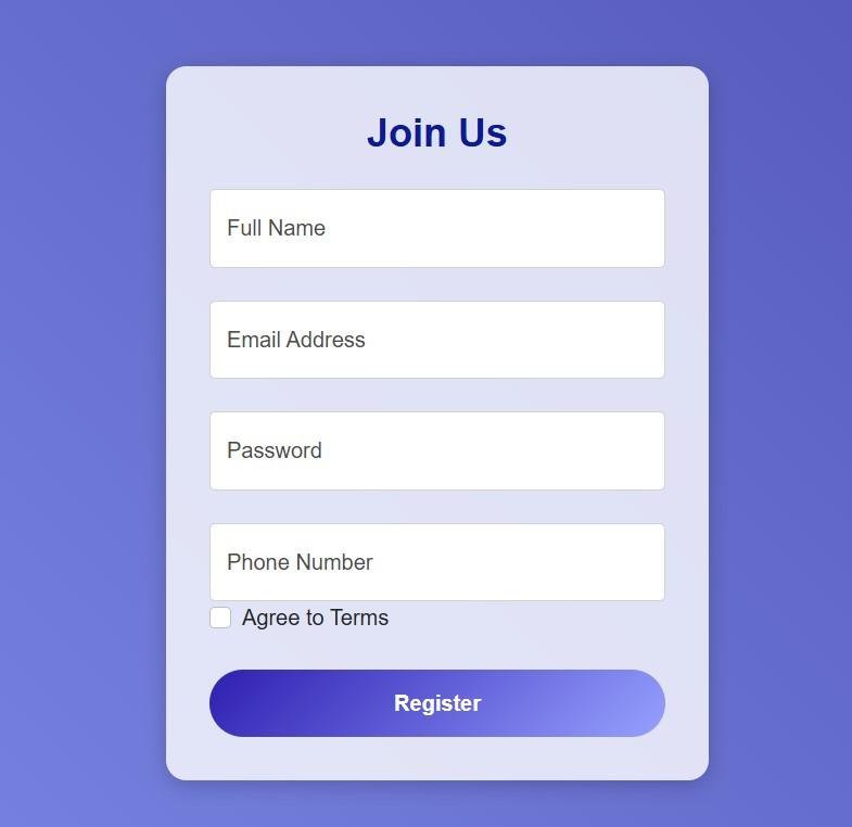 registration form with creative background