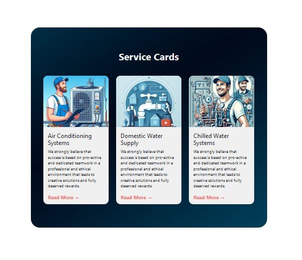 Service cards with all service details and use bootstrap5 grid class