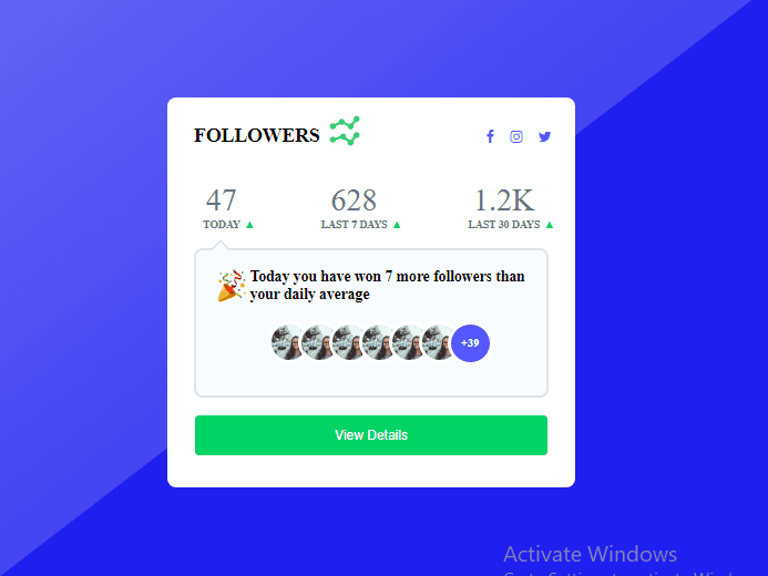 user profile steps with social icons