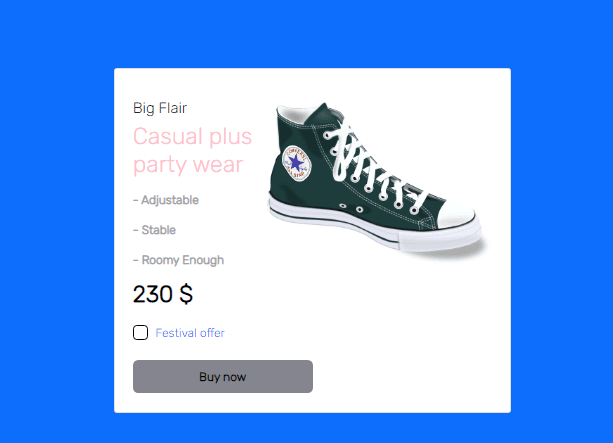 e-commerce shopping card with custom modal