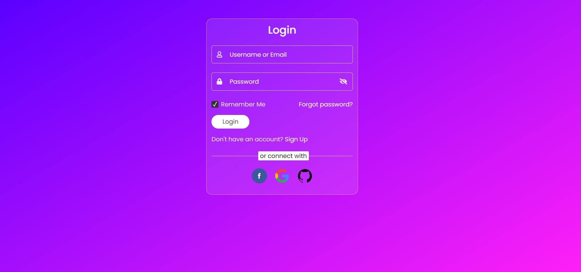 Simple login form using glassmorphism