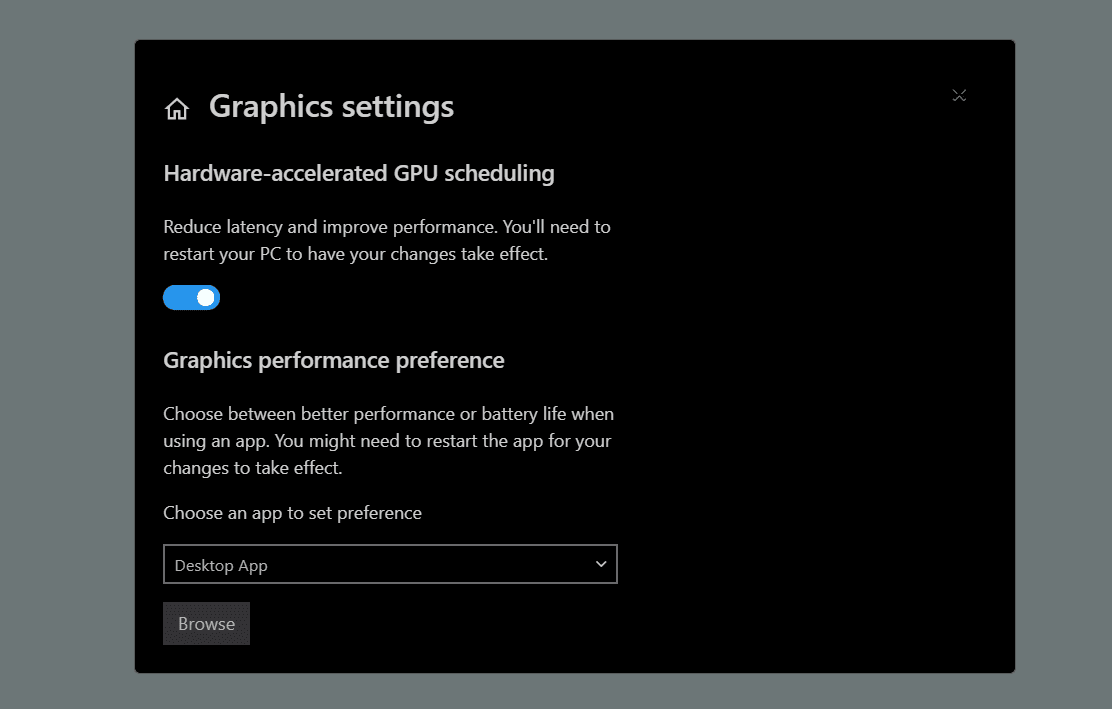 Graphics setting Modal Template