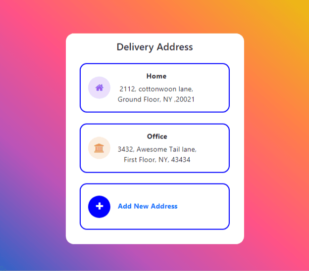 delivery address template with gradient color