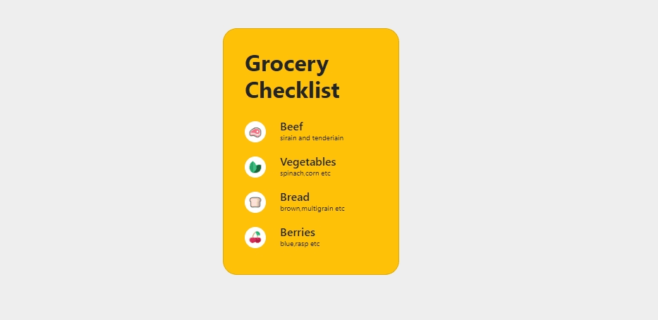 template grocery item list
