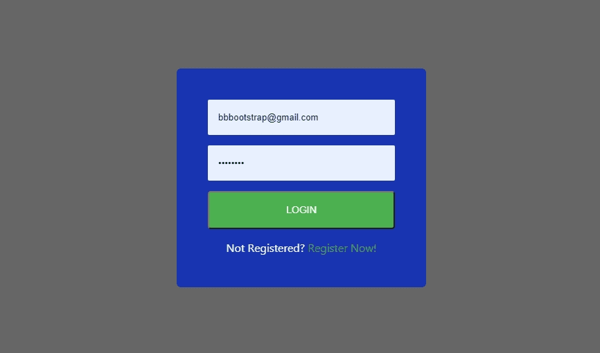 Registration and login form