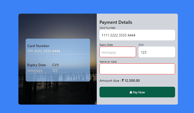 payment form with input masking
