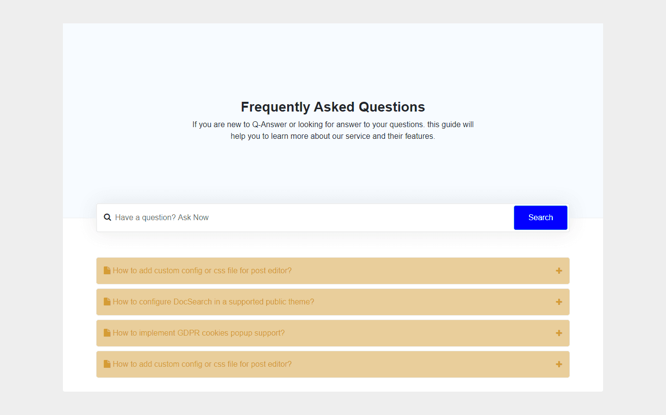 frequently asked questions search template