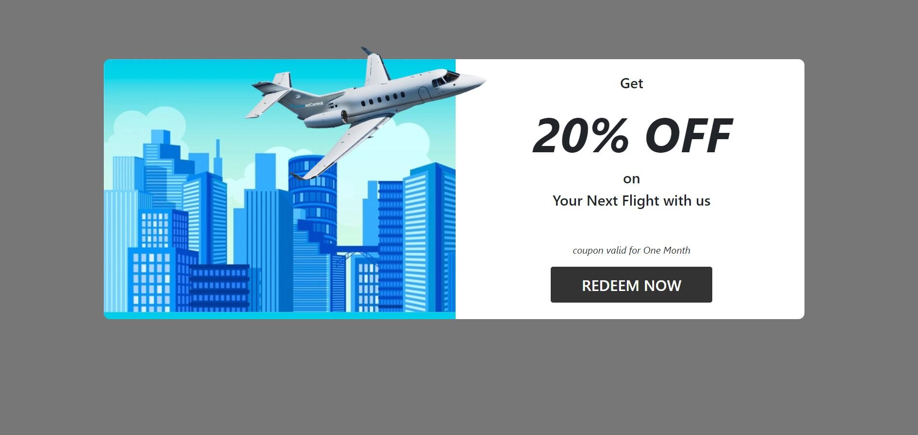 Deals and discount coupon card for flight bookings