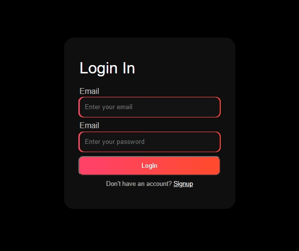 login form with custom input style