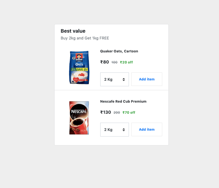 ecommerce best value grocery items sidebar