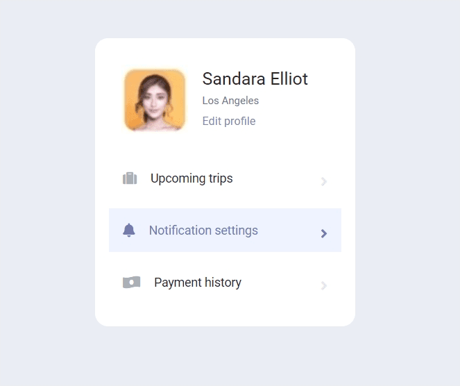User profile with font awesome icons