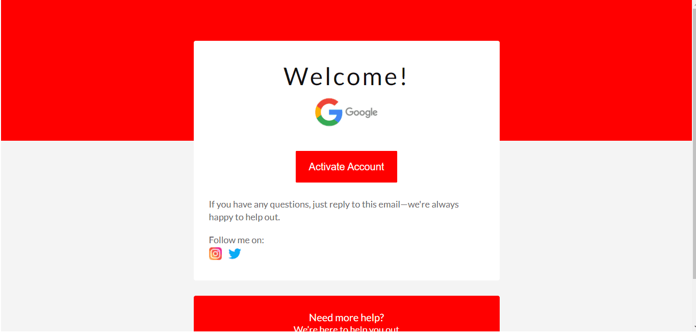 Email Template for account activation