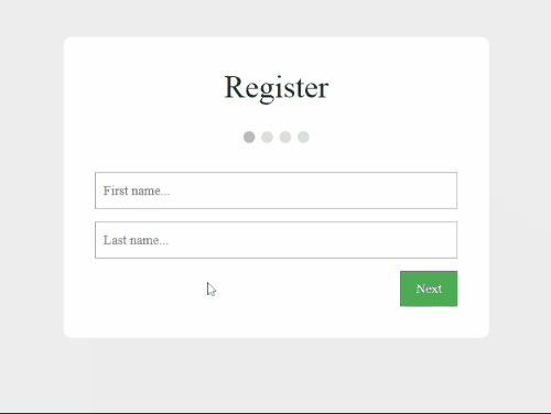 multi step registration form with validation