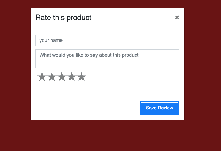 rate this product modal form