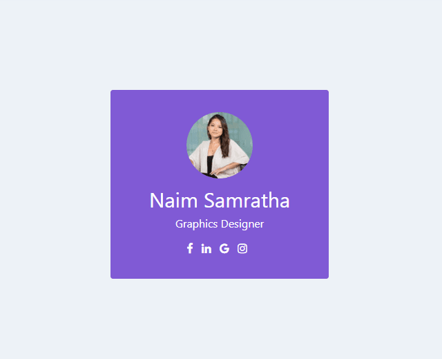 profile card with hover effect