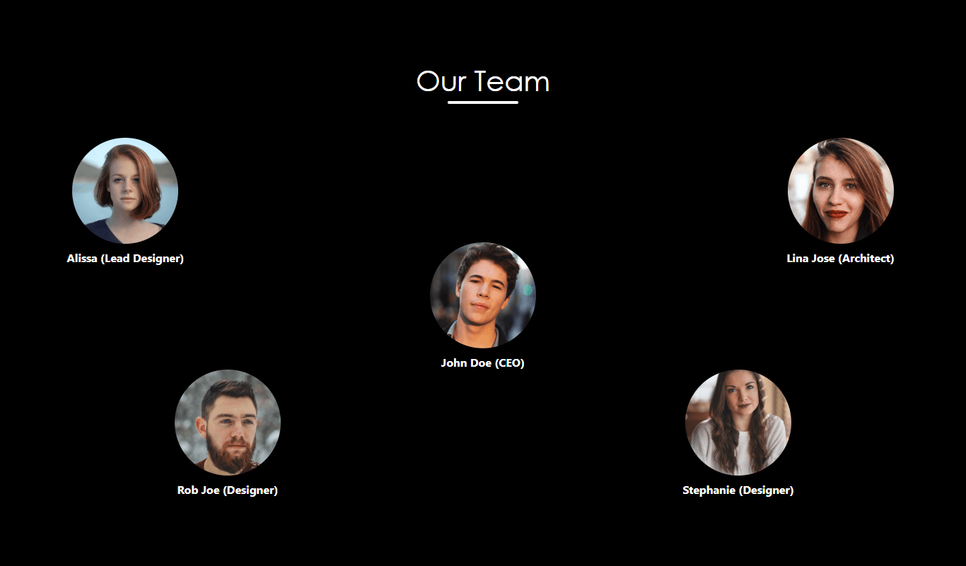 Meet our team section with dark background