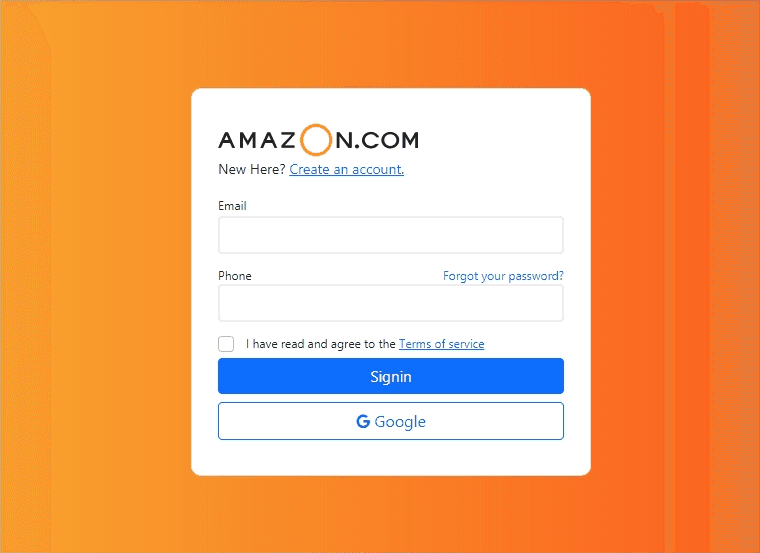 login form with gradient background